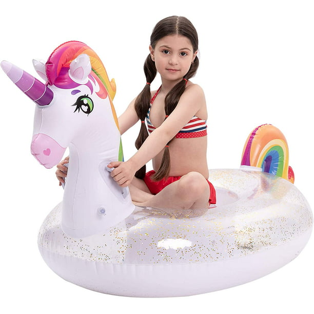Pool Float with Glitters Inflatable Lounge Raft Tube Swim Ring Summer Toys